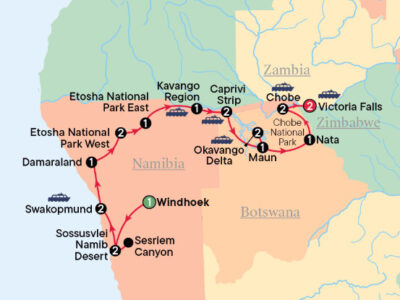 A breathtaking namibia tours and safaris experience that showcases the very best of southern Africa. From the towering, sun‑kissed dunes of Sossusvlei to thrilling wildlife encounters across Namibia’s vast landscapes, this journey has it all. Experience wet safaris along the Chobe River, dry safaris across Etosha’s expansive plains and explore the lush Okavango Delta. Feel the awe‑inspiring power of Victoria Falls, where nature’s grandeur leaves you breathless at every turn — an unforgettable adventure for travellers seeking diversity, drama and discovery with Bunnik Tours